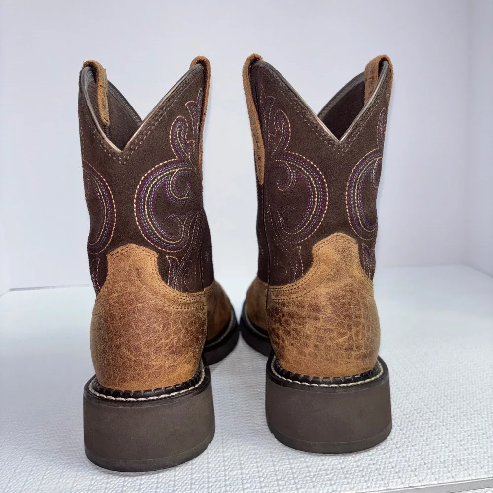 Ariat Leather Western Cowboy Boots Kids 6.5 B Style 10034020‎ Brown Big Kids